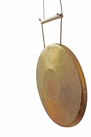 closeup of gongs in white background, instruments-gongs の写真素材