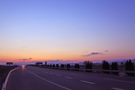 highway in the dusk, baoding in China