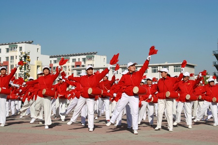 Traditional Chinese festivals perform, in a square, chinaのeditorial素材