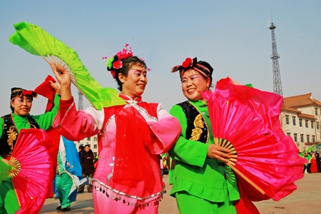yangko, a popular rural folk dance in chinaのeditorial素材