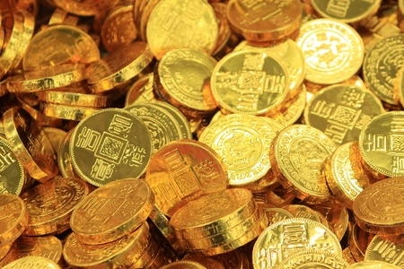 closeup of golden gourmet chocolate in a shop, chinaのeditorial素材