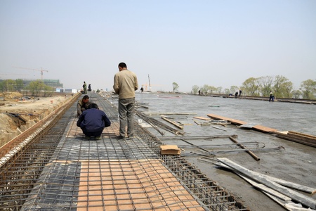 bridge construction site in north Chinaのeditorial素材