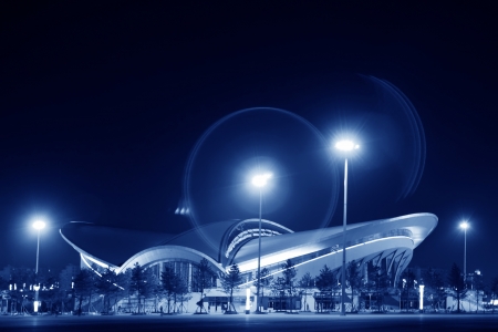 stadium landscape architecture in the night, in CangZhou city, hebei province, China のeditorial素材