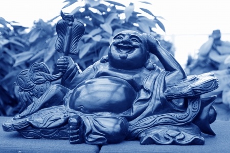 wood carving handicraft in a market, north chinaの写真素材