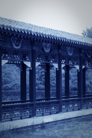 colored drawing or pattern corridor, ancient Chinese traditional architectural style, north china の写真素材