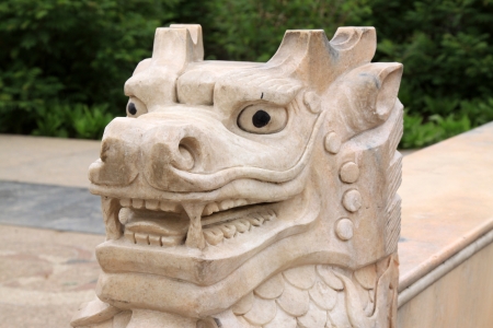 animal model stone sculpture in a park, in the water reflection, in zhangjiakou city, hebei province, China
の写真素材