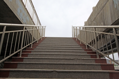 upward steps and metallic baluster in a park, north chinaの写真素材