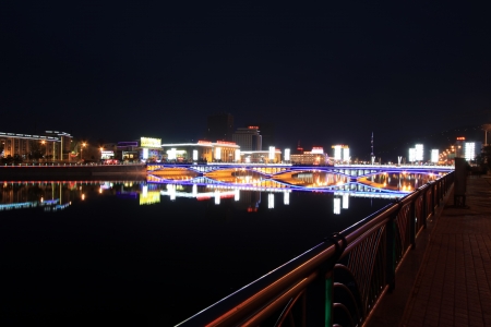 May 9, 2011, bridge night scenery in zhangjiakou city, hebei province, Chinaのeditorial素材
