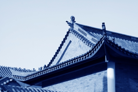 antique building under the blue sky in a park, north Chinaのeditorial素材
