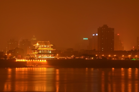 Hunan Changsha, April 11  Orange Chau Tau at night on April 11, 2012, Changsha City, Hunan Province, Chinaのeditorial素材