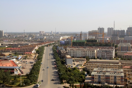 city panorama, overlooking cottage in the city, in Chinaのeditorial素材