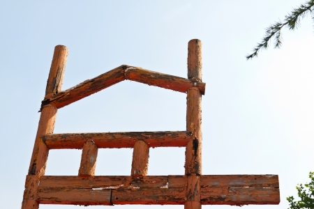 vintage wooden surface with a vignette in a park, north chinaの写真素材