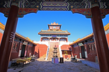 Chinese Taoist architecture under the blue sky, north chinaの写真素材