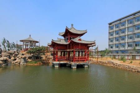 Luannan County, May 15  China classical garden architecture landscape at the Tangshan YingCai School on May 15, 2012, Luannan County, Hebei Province, Chinaのeditorial素材