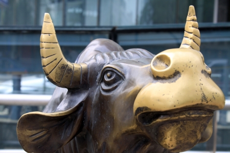 Copper bull in the street in Beijing, chinaのeditorial素材