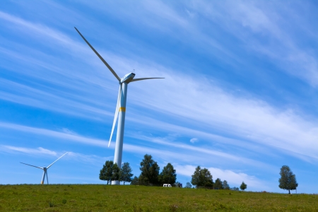 wind power generator on the grassland, Chengde, Hebei Province, north chinaの写真素材