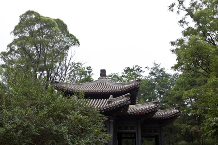 Ancient Chinese traditional architectural pavilion in a garden, north china