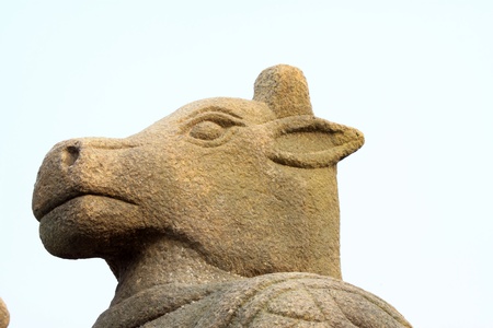 stone carving crafts in a park, north chinaの写真素材