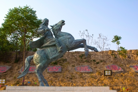 Luannan County, May 18  Equestrian statue in front of main characters in a park on May 18, 2012, Luannan County, Hebei Province, China のeditorial素材
