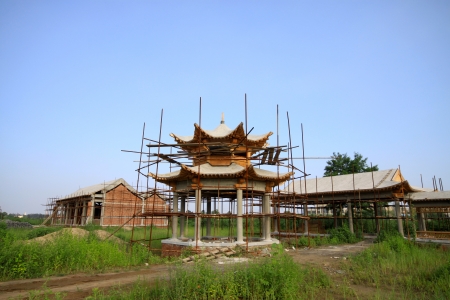 Chinese traditional architectural landscape under the blue sky, China の写真素材