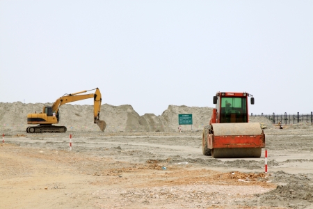 bulldozer finishing in the land, north chinaのeditorial素材
