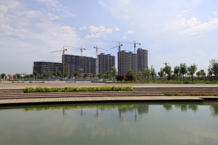 unfinished building in a park, northern Chinaのeditorial素材