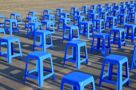 Plastic stools in the square in a park, north chinaの写真素材