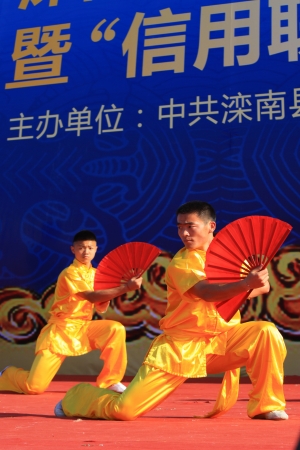 Luannan August 22  Martial arts performance in North River park on August 22, 2012, Luannan County, Hebei Province, Chinaのeditorial素材
