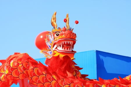 Luannan August 22  Dragon dance performance in North River park on August 22, 2012, Luannan County, Hebei Province, Chinaのeditorial素材