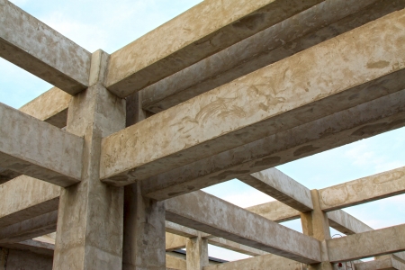 Concrete pouring construction, unfinished building, chinaの写真素材