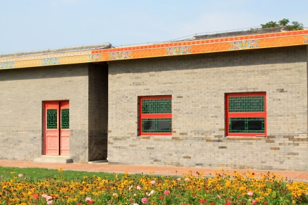 ancient Chinese traditional architectural landscape in a parkの写真素材