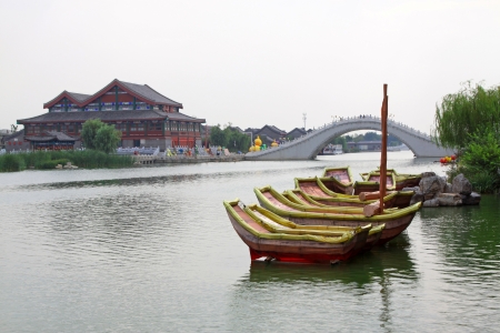 ancient Chinese traditional architectural landscape in a parkのeditorial素材