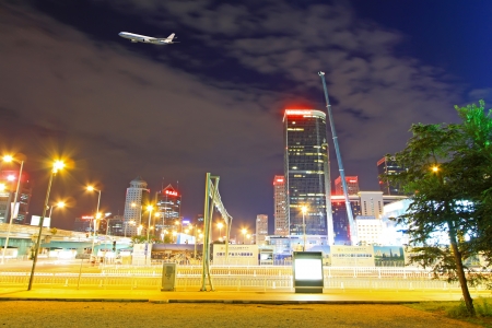 night scenes of beijing financial center district in a scenic area, Chinaのeditorial素材