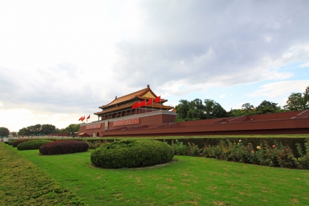 Green plant and The Tiananmen Gate Tower on September 13, 2012, in Beijing, chinaのeditorial素材