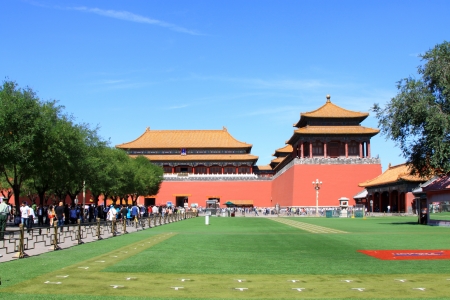 ancient Chinese traditional architectural landscape in the Imperial Palace, Beijingのeditorial素材