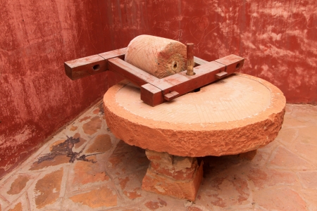 Ancient Chinese tools used for grinding wheat, in Chinese rural areasの写真素材