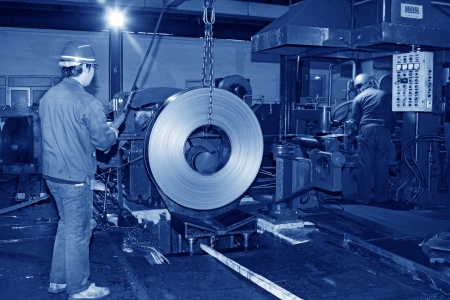 Luannan County, Hebei Province, November 19  Workers are busy working in production workshop, at Huifeng Steel Corp, on November 19, 2012  This is a large steel manufacturer in the local のeditorial素材