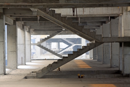 no decoration staircase in a unfinished building の写真素材