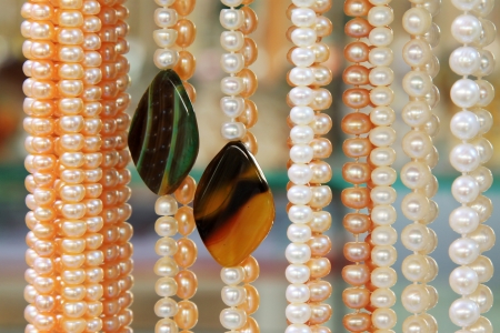closeup of photo, beautiful Jewelry crafts in a marketの写真素材