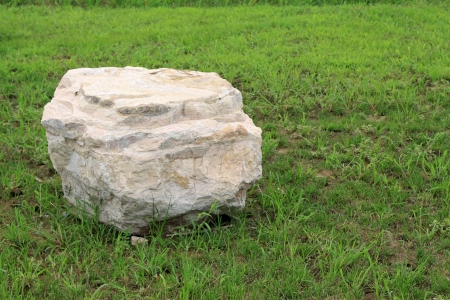 lawn and rock in a park, chinaの写真素材