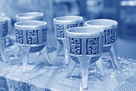 beautiful ceramic ornaments, closeup of photoの写真素材