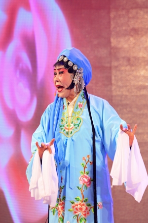 LUANNAN - APRIL 29  Chinese Pingju opera performance in a a theatre on April 29, 2013, Luannan, Hebei Province, China のeditorial素材