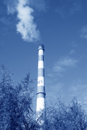 chimney in an industrial enterprise, north chinaの写真素材