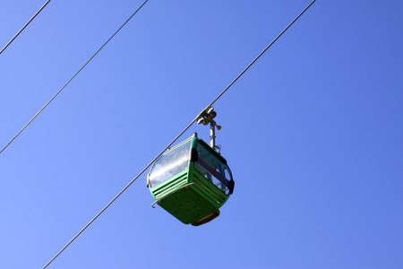 JI COUNTY - APRIL 5: Aerial ropeway in Panshan Mountain scenic spot, April 5, 2014, ji county,...