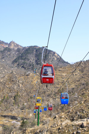 JI COUNTY - APRIL 5: Aerial ropeway in Panshan Mountain scenic spot, April 5, 2014, ji county, tianjin, China. 
のeditorial素材