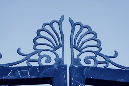 oxidize wrought iron decoration, closeup of photoの写真素材