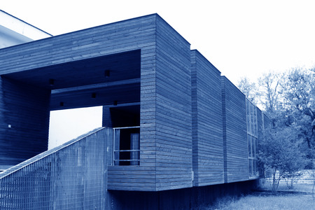 wooden building landscape in a parkの写真素材