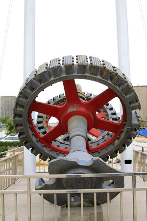 Big gear in an industrial park, closeup of photoのeditorial素材