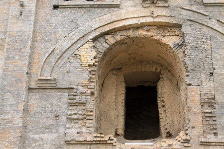 disused kiln room in a factory, closeup of photo