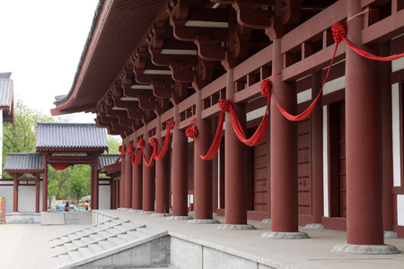 Wood promenade in the temple, China